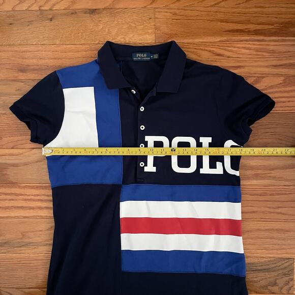 Polo Ralph Lauren Mesh Mini Shirt Dress Womens M Navy Blue Preppy Sporty Classic - Picture 6 of 9